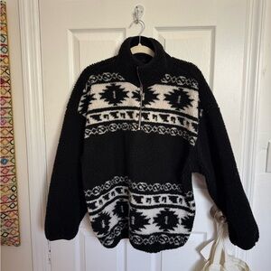 H&M Black and White Patterned Turtleneck Sweater